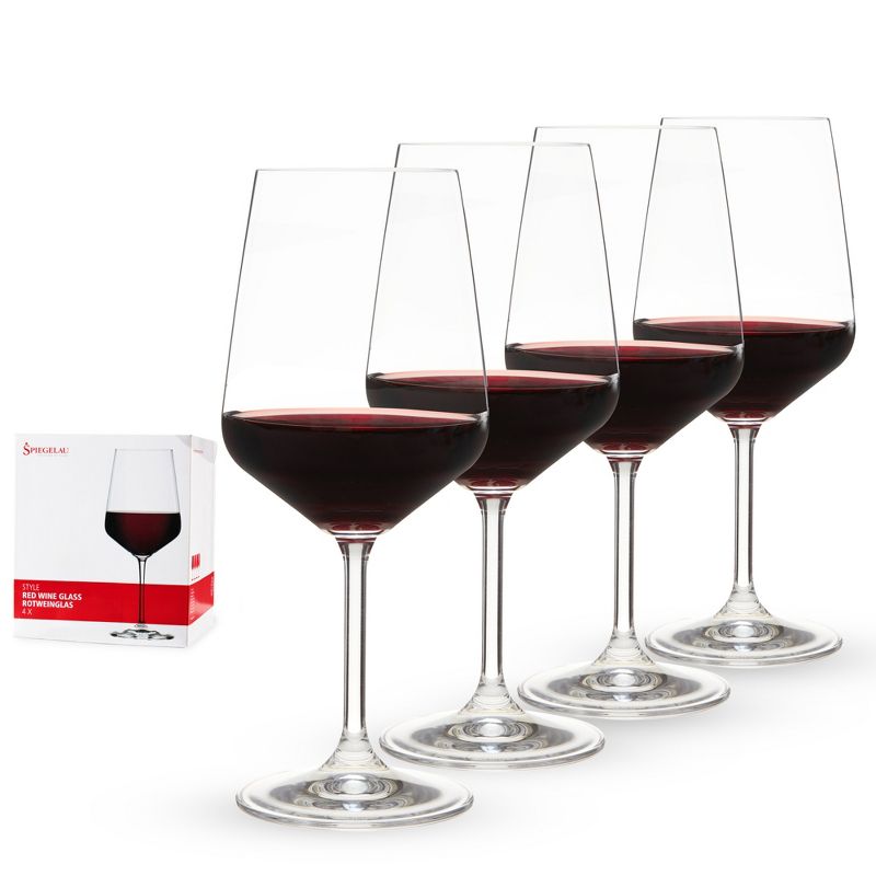Spiegelau Style Red Wine Glasses Set of 4 - Crystal, Classic Stemmed, Dishwasher Safe, Professional Quality Red Wine Glass Gift Set - 22.2 oz, 1 of 5