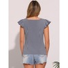 INSPIRE CHIC Women's Summer Gingham Square Neck Ruffle Sleeve Blouse - 3 of 4