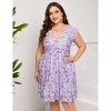 Clearlove Womens Womens Plus Size Casual V Neck Dress V Neck Loose Swing Ruffle Summer Boho Midi Dress with PocketsCasual Dress - 3 of 4