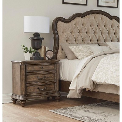 NicBex Nightstand with Drawers, Side Table with Hanging Pulls and Finish Top,Classic Bedside Table for Bedroom,Living Room