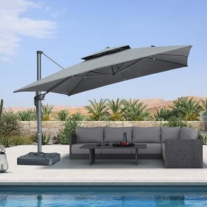 PURPLE LEAF Outdoor Cantilever Umbrellas with Base Large Patio Umbrella Offset Umbrella 360 Degree Rotation - 1 of 4