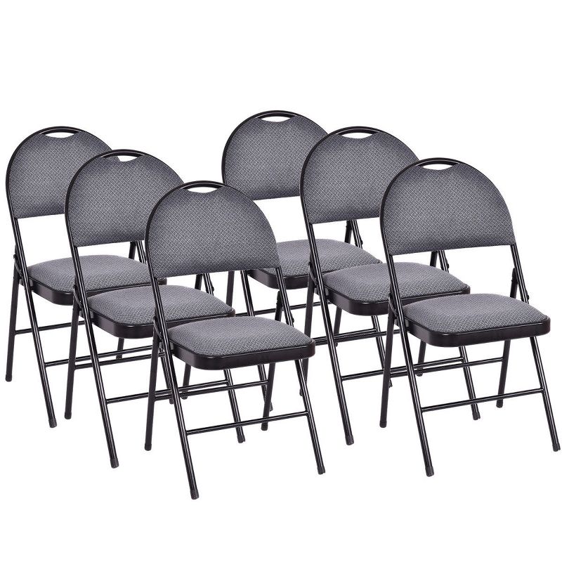 Costway Set of 6 Folding Chairs Fabric Upholstered Padded Seat Metal Frame Home Office, 5 of 10