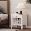GlasFlength Nightstands Nightstand Modern Bedside Table with Storage Drawer and Open Wood Shelf for Room Modern, White, 21"*19.2"*24" - 2 of 4