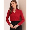 Allegra K Women's Elegant V Neck Work Office Button Up Shirt - 2 of 4