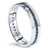 Pompeii3 Mens 1 1/4ct Channel Set Black Diamond Eternity Ring Wedding Band 10K White Gold - 3 of 4