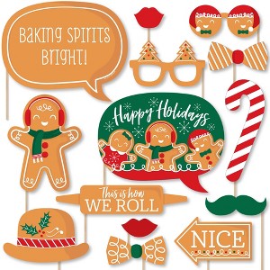 Big Dot of Happiness Gingerbread Christmas - Gingerbread Man Holiday Party Photo Booth Props Kit - 20 Count - 1 of 4