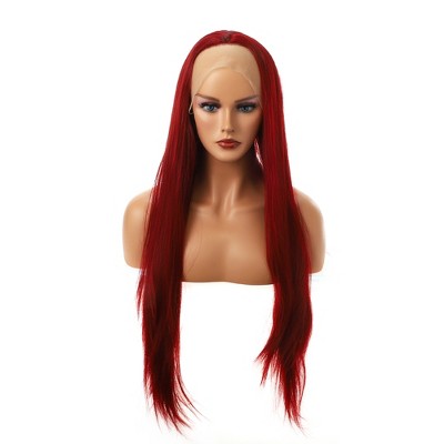 Unique Bargains Women Long Straight Hair Lace Front Wigs with Wig Cap 24" 21" - 23" 1PC