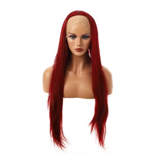 Unique Bargains Women Long Straight Hair Lace Front Wigs with Wig Cap 24" 21" - 23" 1PC - 1 of 4
