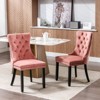 NicBex Velvet Dining Chairs Set of 2,Upholstered Armless Kitchen Chairs with Wood Legs Nailhead Trim for Dining Room,Living Room,Kitchen - 2 of 4