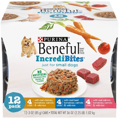 Purina Beneful IncrediBites Chicken, Beef & Salmon Recipes Small Dogs Wet Dog Food - 3oz/12ct Variety Pack