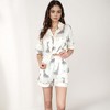 Anna-Kaci Lounge Women's Giraffe Print Pajama Set with Short Sleeve Button-Down Top and Matching Elastic Waist Shorts - 4 of 4