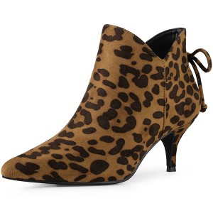 Perphy Women's Pointed Toe Side Zip Back Bow Kitten Heel Ankle Booties - 1 of 4