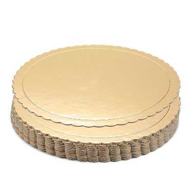 Juvale 12 Pack Gold 10" Round Cake Boards, Cardboard Scalloped Cake Circle Bases