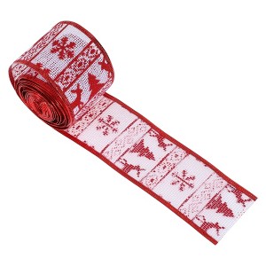 Unique Bargains Gift Wrap Ribbons Faux Linen with Reindeer Border Polyester 78.74"x1.97" 1 Pc - 1 of 4