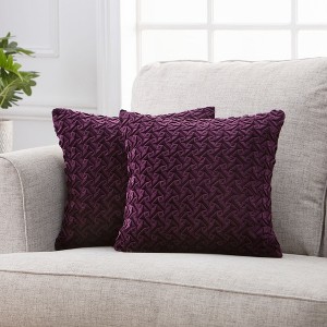 Chanasya Pleated Textured Velvet Throw Pillow Cover - 2-Piece Set - 1 of 4