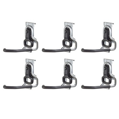 Rubbermaid Heavy Duty Universal Vertical FastTrack Hanging Wall Mount Bike Hook Garage Storage Organizer (6 Pack)