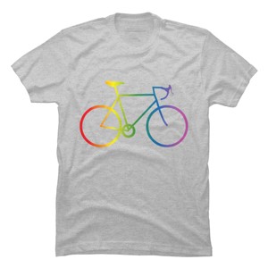 Adult Design By Humans Rainbow Bike Cyclist Pride By Bonganva T-Shirt - 1 of 2