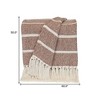 HomeRoots Burnt Orange Woven Cotton Striped Throw Blanket - 3 of 4