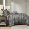 AENKYO Queen Jacquard Comforter Set, Traditional Weave 7-Piece Bedding with Shams & Pillow, Grey All-Season Collection - 4 of 4