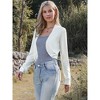 INSPIRE CHIC Women's Collarless Long Sleeve Open Front Knit Curved Hem Cropped Cardigan - 4 of 4