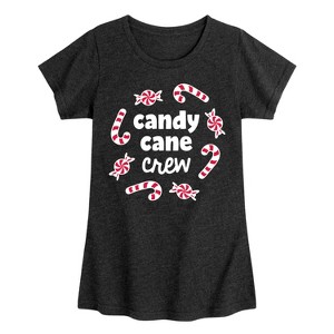 Girls' - Instant Message - Christmas Candy Cane Crew Fitted Short Sleeve Graphic T-Shirt - 1 of 4