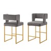 KTMBDW Bar Stools Set of 2, Counter Height 26'' Barstool Velvet Bar Stools with Back and Gold Legs, Kitchen Bar Chairs - 2 of 4