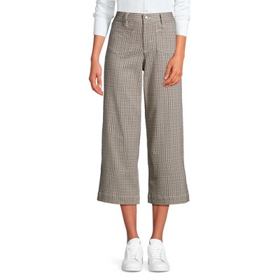 Lands' End Women's Printed Twill High Rise 5 Pocket Wide Leg Crop Pants
