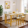 Hooseng Modern Farmhouse Style 5 Piece Dining Table Set with MDF Top, Metal Frame and Upholstered Bar Stools, 4-Person Dining Room Table Set for 2 - 4 of 4