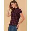 INSPIRE CHIC Women's Classic Short Sleeve Button Down Plaid Shirt - 4 of 4