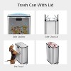 Acekool 56L Dual Compartment Step-On Trash Can with Butterfly Lid, 2 x 7.4Gal Stainless Steel Slim Kitchen Recycling Bin - 2 of 4