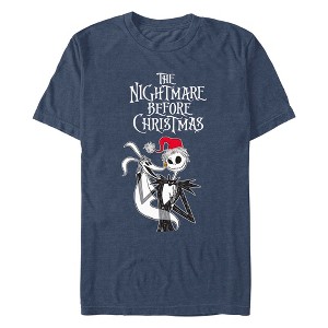 Men's The Nightmare Before Christmas Jack Skellington Santa Hat Logo T-Shirt - 1 of 4