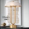 Possini Euro Design Ramses 25 1/2" High Modern Table Lamp USB Port AC Power Outlet Pull Chain Gold Metal Single White Alabaster Dome Shade Charging - 2 of 4