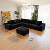 137.8"104.3" Plush Corduroy 4-Piece Modular Sectional Sofa with No Assembly Required and Comfortable Chaise Lounge - 2 of 4