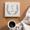 Personalization Mall Farmhouse Floral Personalized Letter Tumbled Stone Coaster Set - 4 of 4