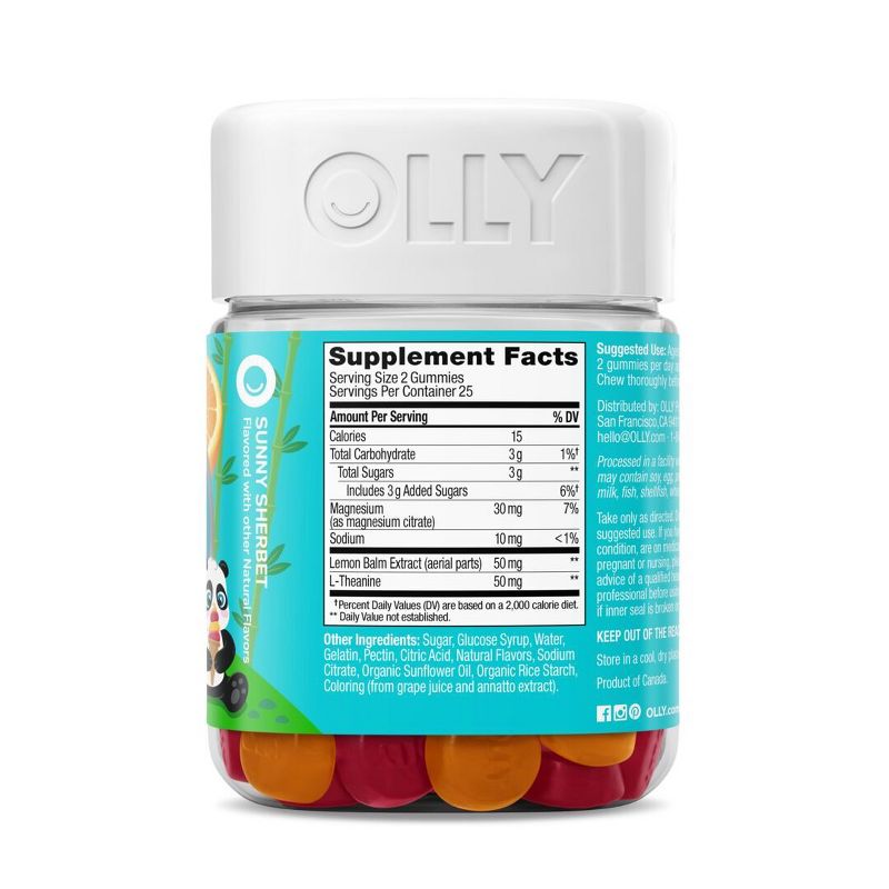 OLLY Kids Chillax Supplement Gummies with Magnesium, L-Theanine &#38; Lemon Balm - Sunny Sherbet - 50ct, 4 of 14