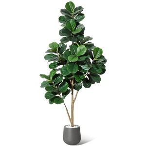 Fiddle Leaf Fig Tree Artificial with 108 Leaves, Indoor Fake Floor Plant for Home Office Living Room Decor, Green - 1 of 4