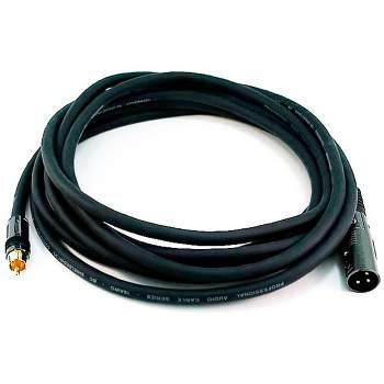 Monoprice XLR Male to RCA Male Cable - 15 Feet - Black | With E21Gold Plated Connectors | 16AWG Shielded Twisted Pair Oxygen-Free Copper Braid