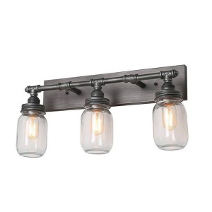 LNC Aries 24.4-in 3-Lights Traditional Jar Vanity  Lights,Brushed Gray with Class Jar - 1 of 4