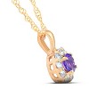 Pompeii3 1/2 Ct Diamond & Genuine Amethyst Halo Pendant 14k Yellow Gold Womens Necklace - 2 of 4