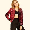 INSPIRE CHIC Women's Party Sequin Sparkle Long Sleeve Cropped Length Zipper Bomber Jacket - 2 of 4