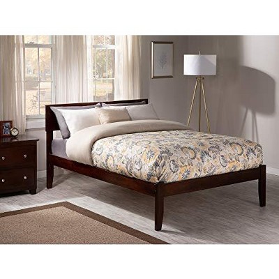 AFI Furnishings Orlando Full Platform Bed with Open Footboard and Turbo Charger in Walnut