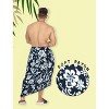 LA LEELA Men's Hawaiian Lava Lava Beach Sarong Wrap Beachwear Cover-Up Summer Long Swimwear Vacation Cover Up For Men One Size Onyx, Floral - 2 of 4