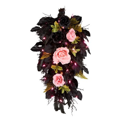 26" Prelit LED Cute and Creepy Halloween Swag Pink Lights - National Tree Company