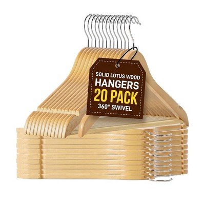 Lifemaster Solid Wooden Hangers For Clothes - Heavy Duty Suit Hanger Set  With Chrome 360° Swivel Hook : Target