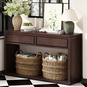 KIGFTSOD Rustic Wooden Console Table - Storage Drawers & Open Shelf, Elegant Sofa Table for Entryway, Hallway & Living Room - 1 of 4