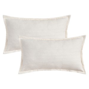 REGALWOVEN Solid Striped Soft Cozy Decorative Throw Pillow Covers for Sofa Home Decor 2 Pcs - 1 of 4