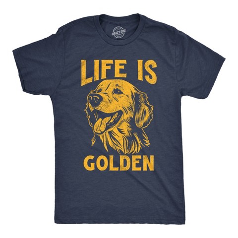 Мужские футболки Crazy Dog T-Shirts, Inc. Mens Funny T Shirts Life Is Golden Sarcastic Puppy Graphic Novelty Tee for Men - Crazy Dog Men's T Shirt For Dog Lovers Navy L