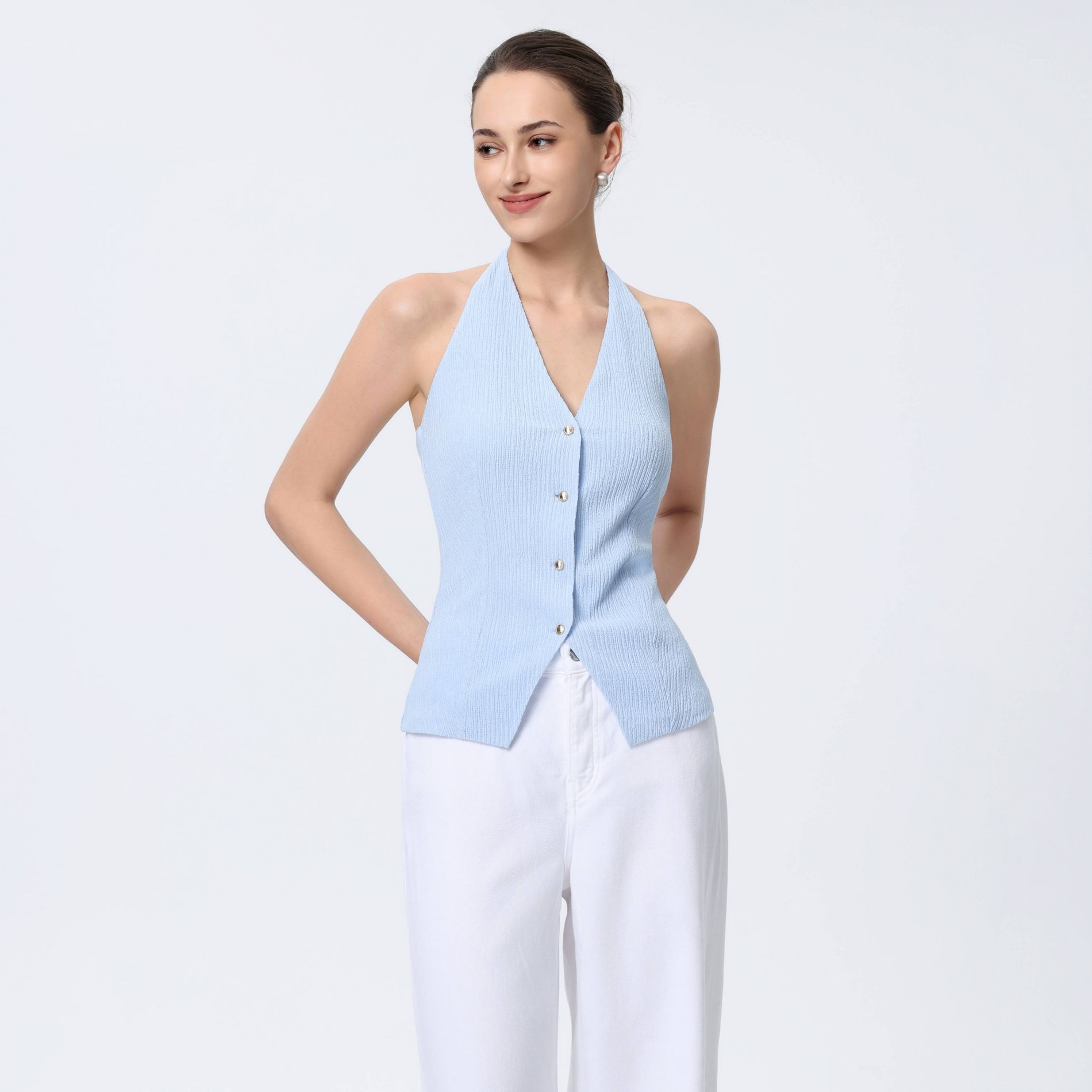 Women's Halter Neck Vest - A New Day™ Light Blue XXL