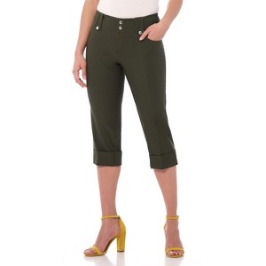 Rekucci Women's Pull-On Mid-Rise Cuffed Capri Pants Comfort Waistband - 1 of 4
