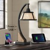 Franklin Iron Works Oak Rustic Farmhouse Desk Table Lamp 22" High Gray with USB and AC Power Outlet in Base Wash Mica Shade for Bedroom Living Room - 2 of 4